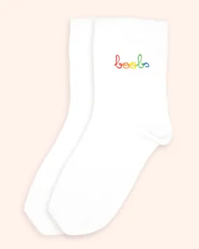 RAINBOOBS Embroidered Socks | White