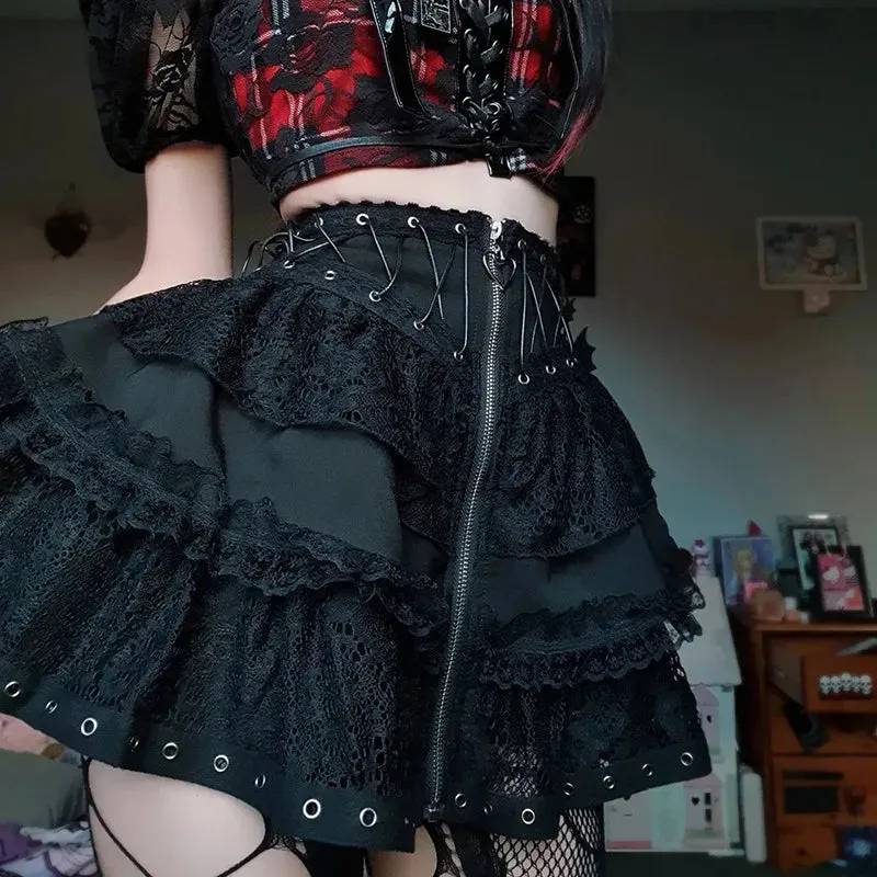 'Rock This' Black High Waist Kawaii Skirt