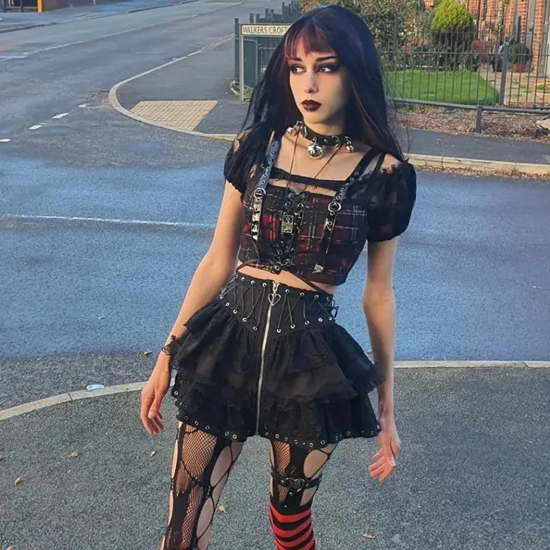 'Rock This' Black High Waist Kawaii Skirt