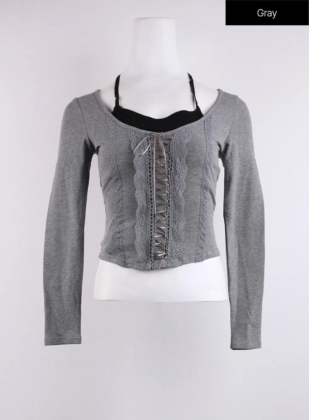 Round Neck Lace-Up Long Sleeve CJ423