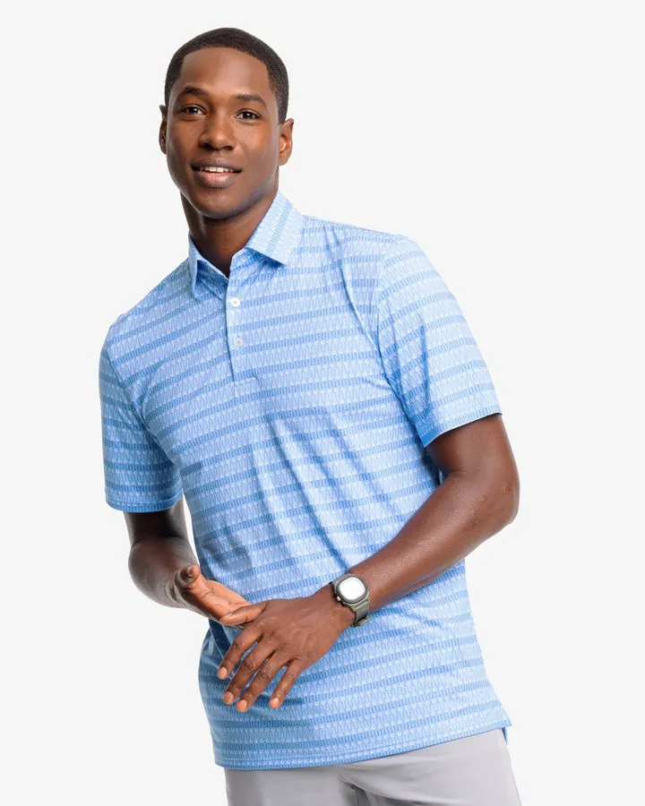 Southern Tide Men's Driver Best Ball Print Performance Polo Shirt - Boat Blue