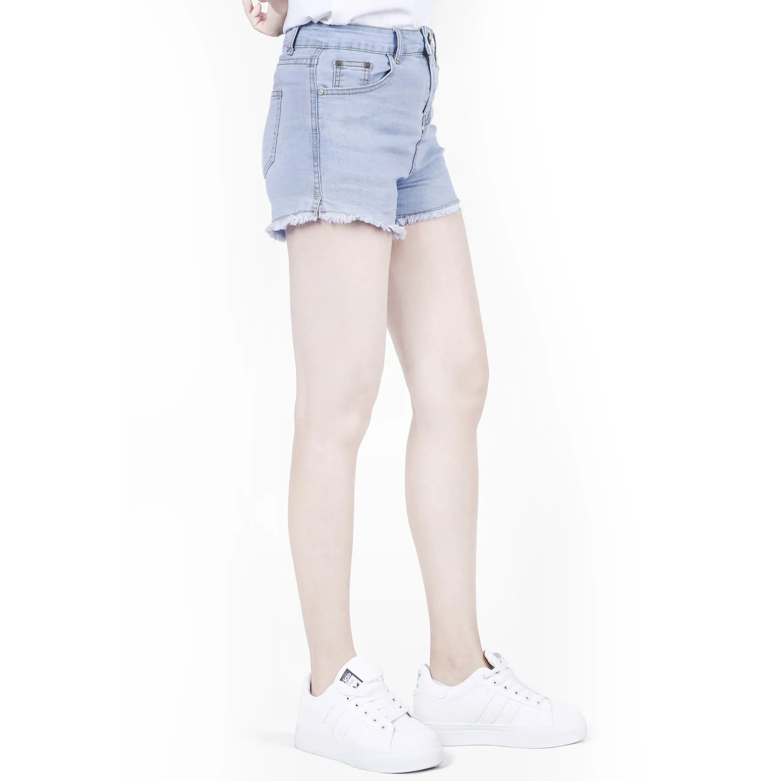 UK Womens High Waisted Shorts Jeans Ripped Stretch Denim Shorts Jeans HotPants