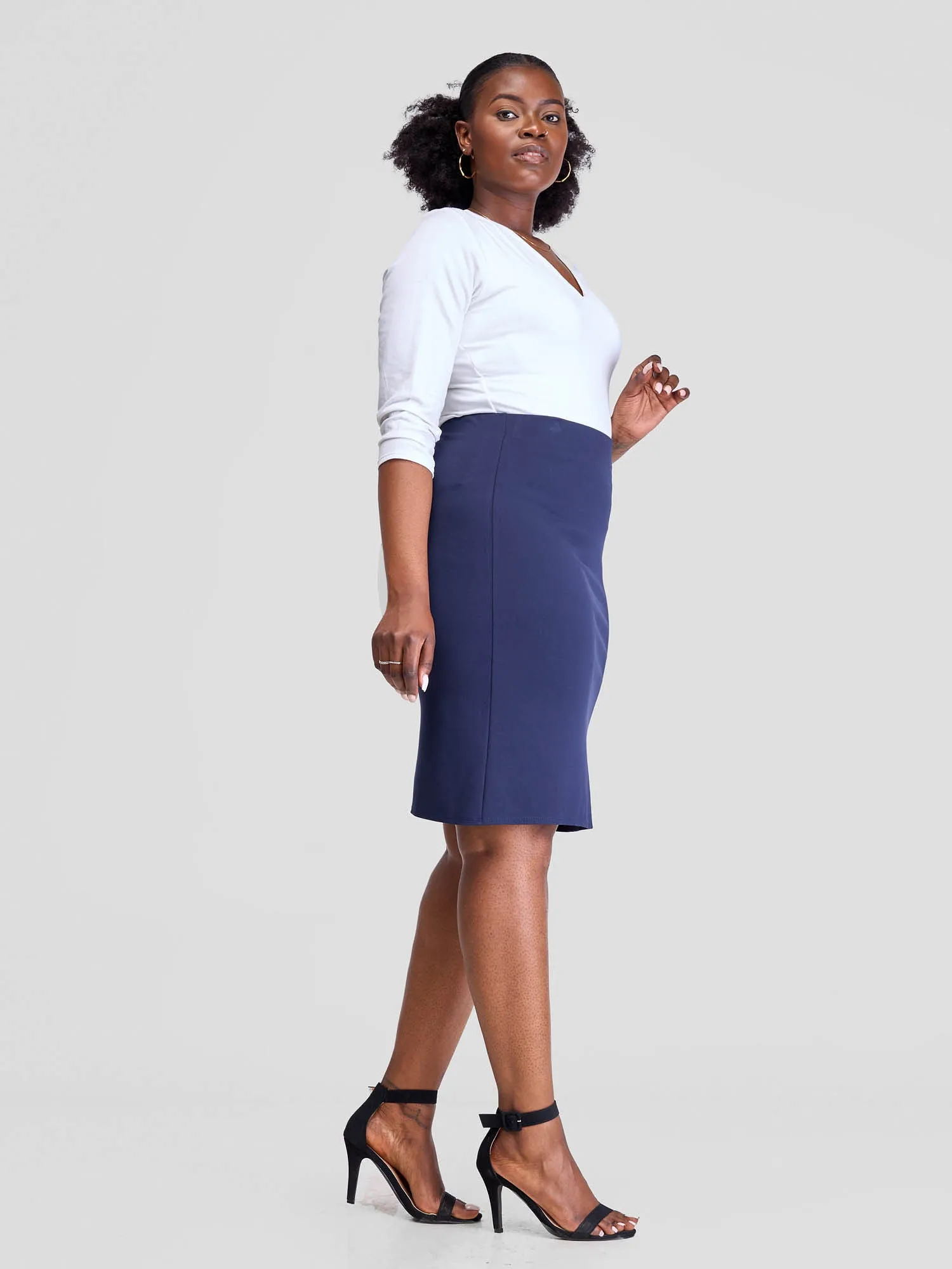 Vivo Basic Straight Skirt - Navy Blue