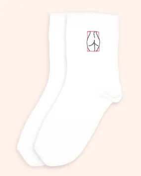 White Embroidered Socks | Buttocks