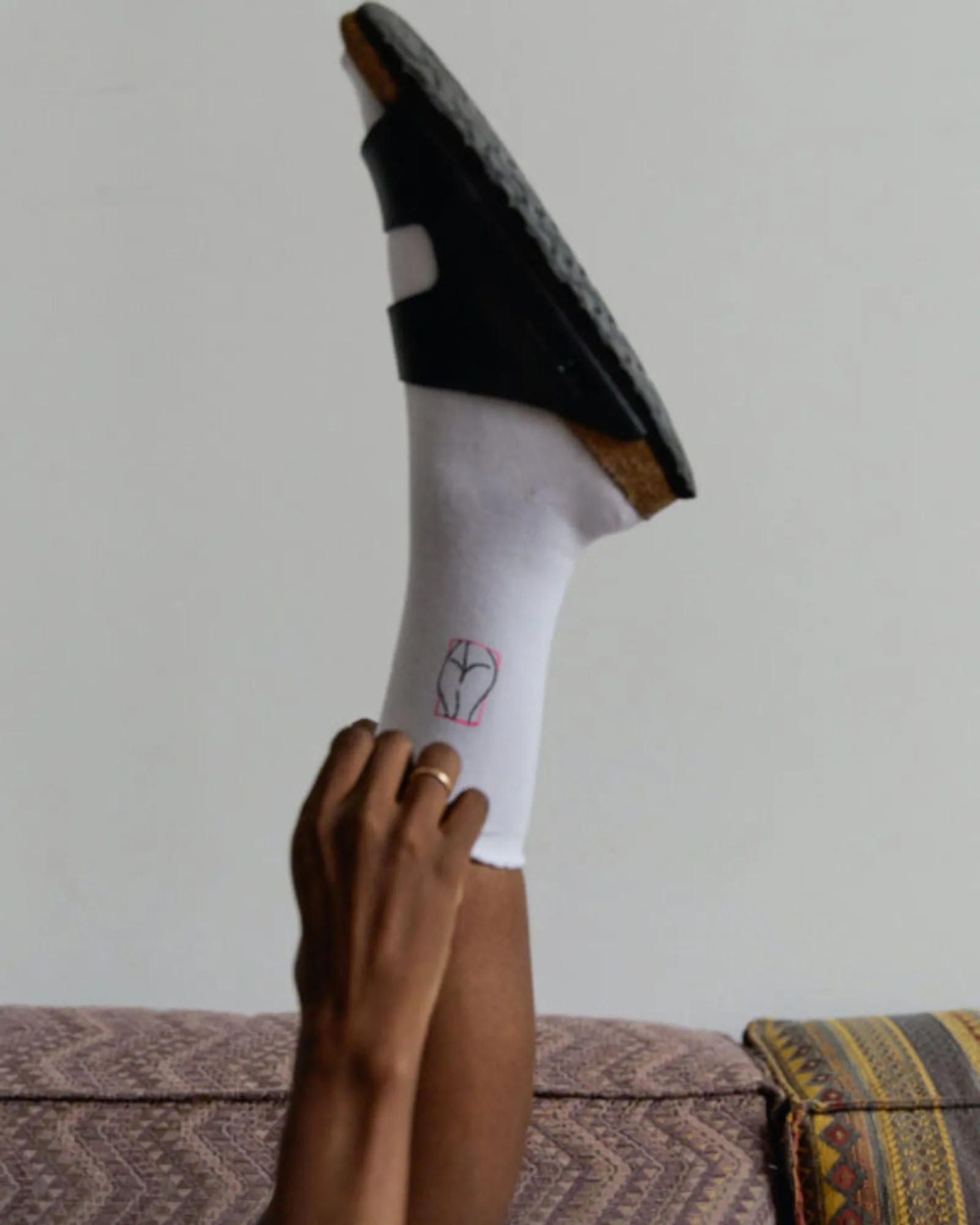 White Embroidered Socks | Buttocks