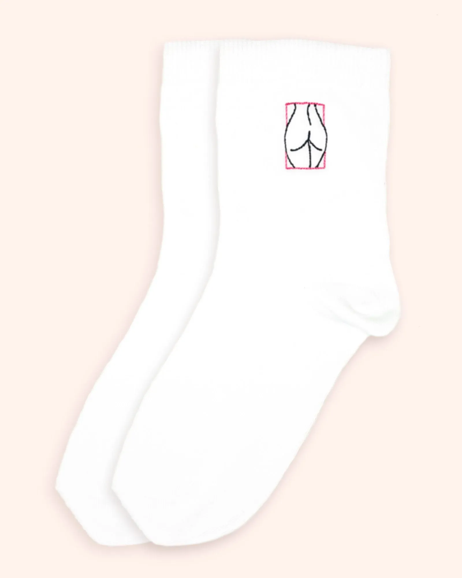 White Embroidered Socks | Buttocks