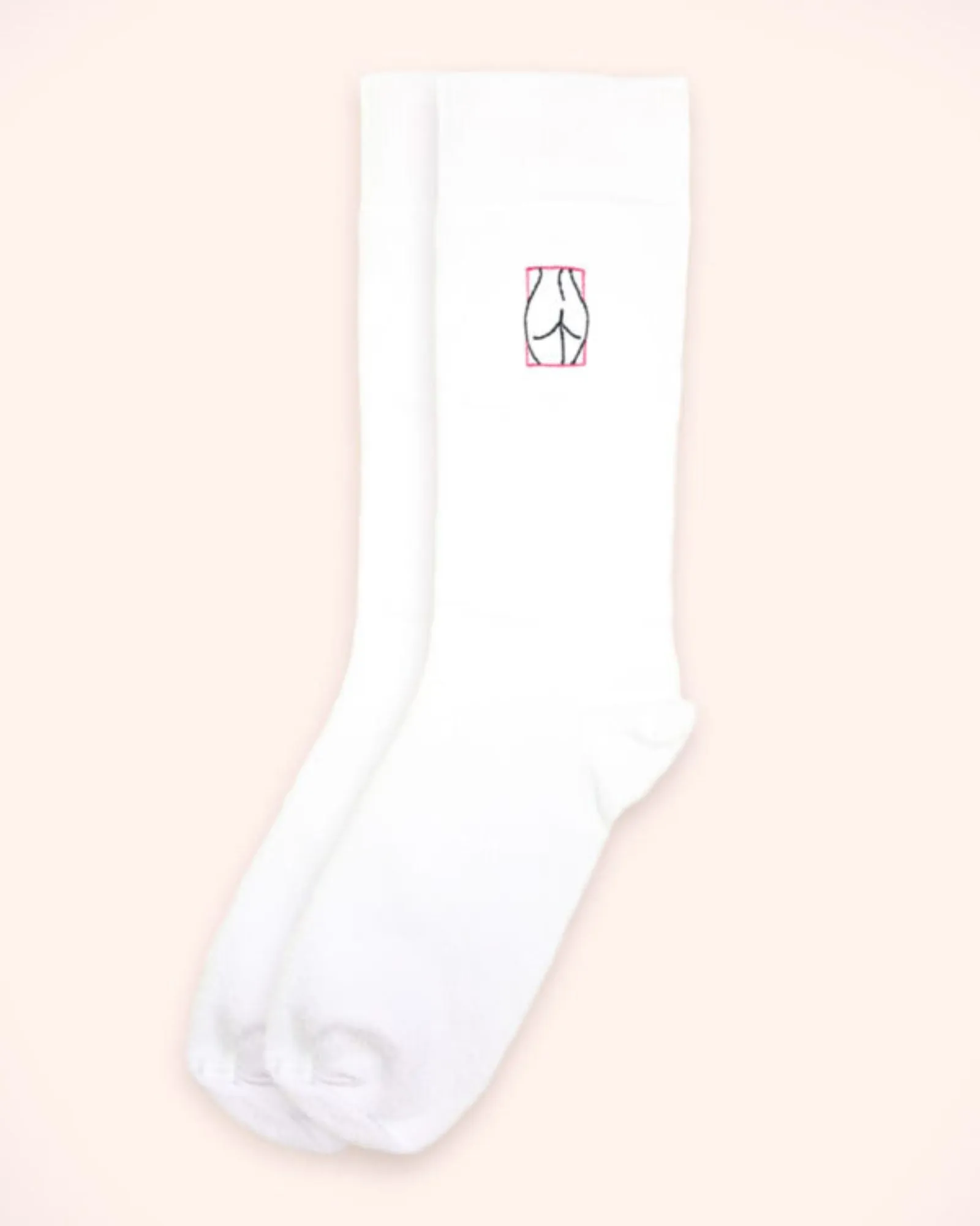 White Embroidered Socks | Buttocks