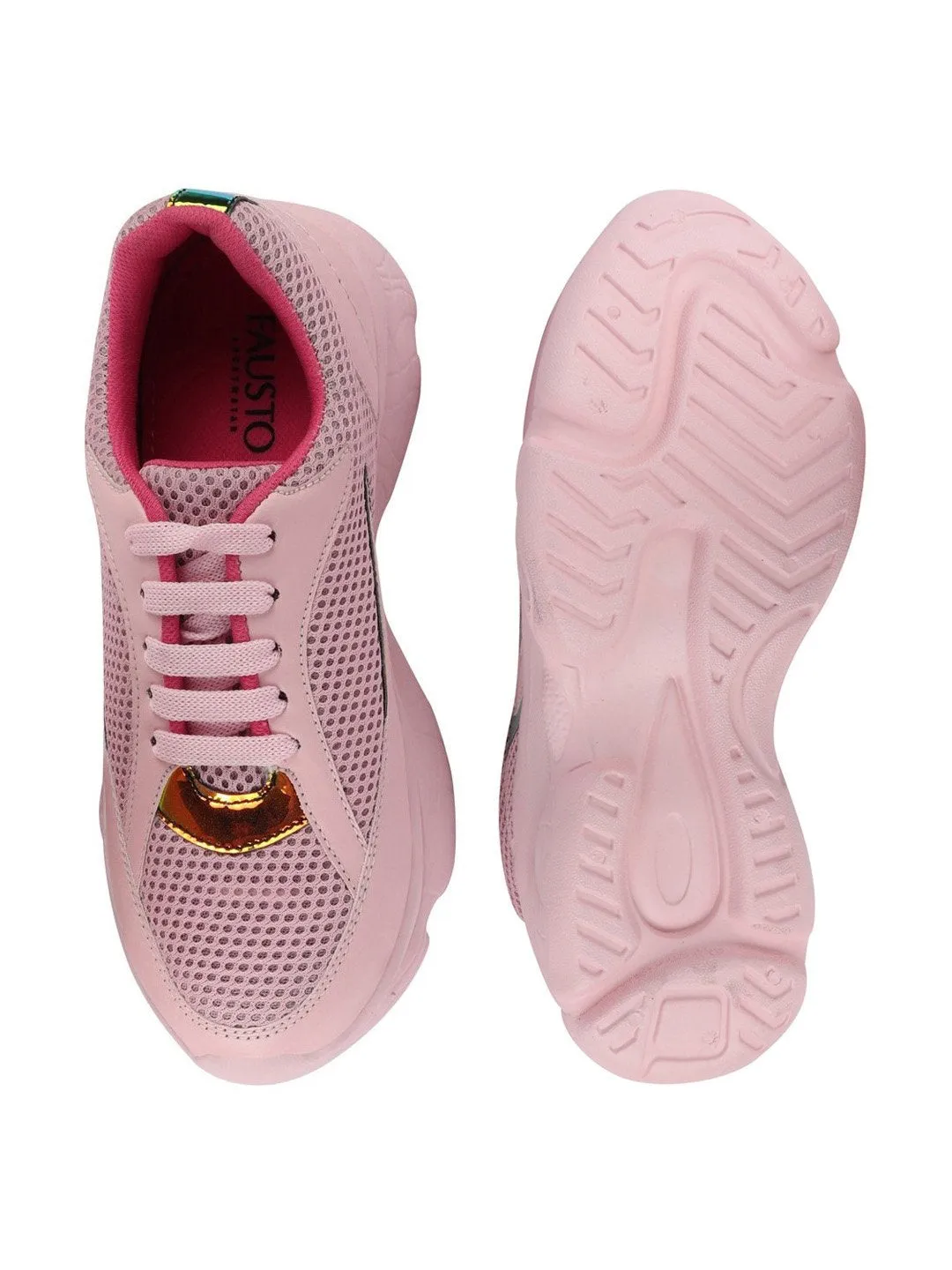 Women Pink Sports & Outdoors Lace Up Running Shoes