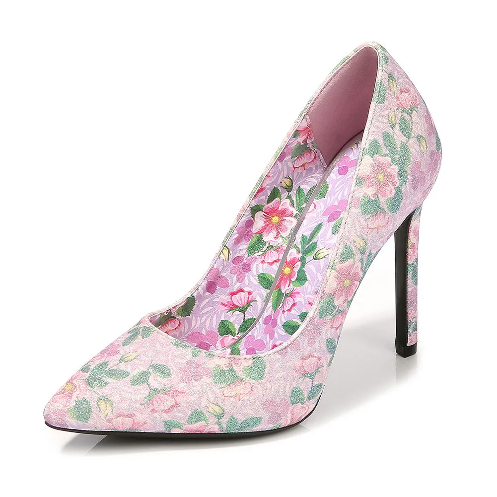 Women's Flora Printed Pointed Toe Shallow Stiletto Heel Pumps