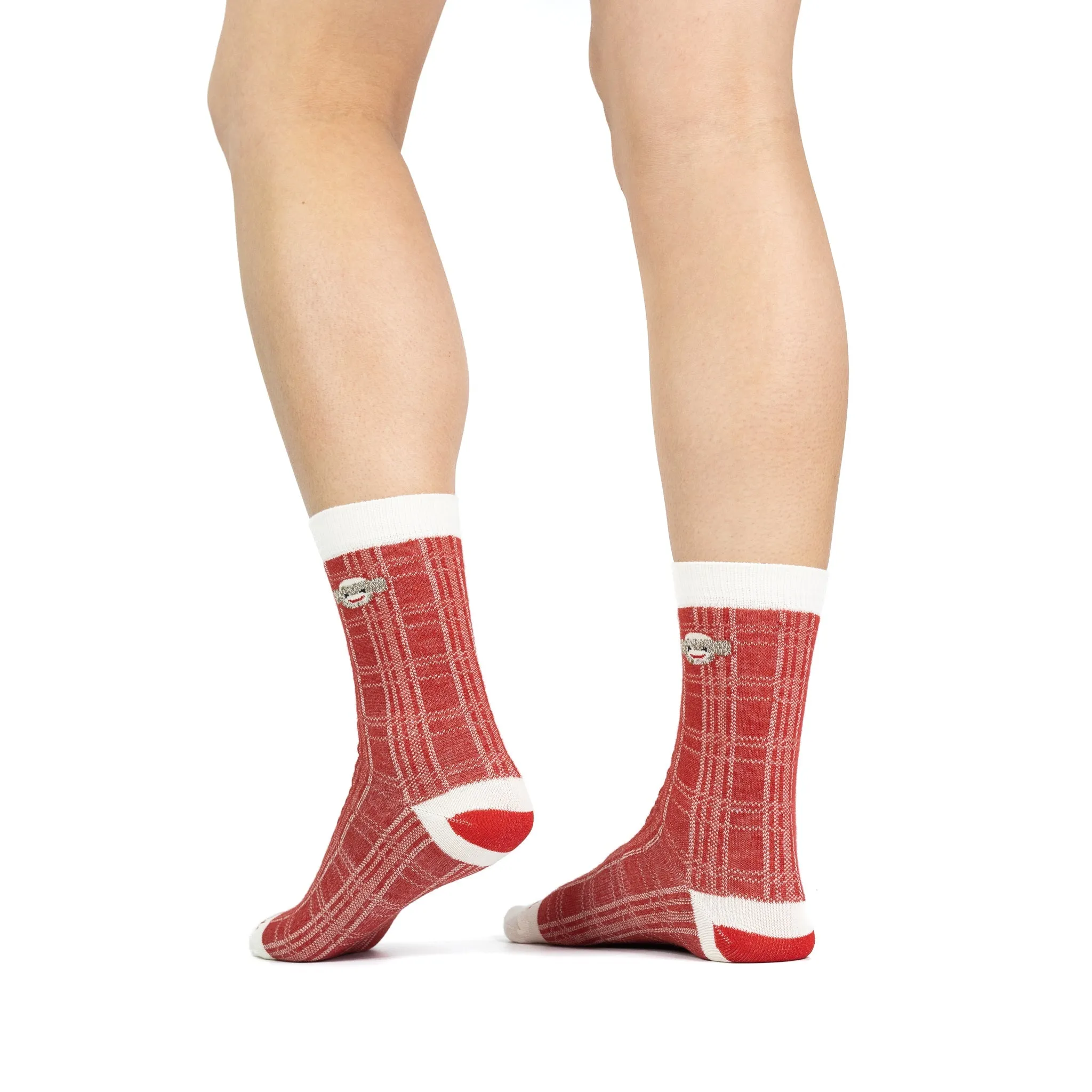 Women's Monkey Plaid Ultra-Lightweight Crew Sock