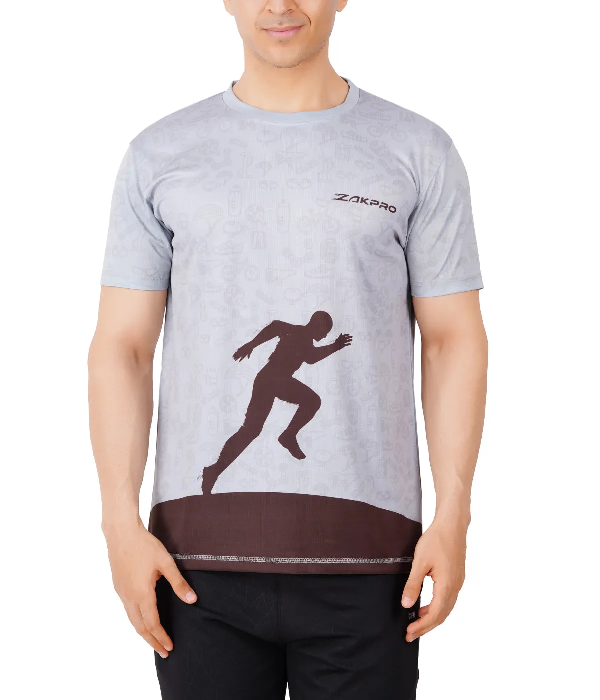 ZAKPRO Sports Tees for Men (Grey Run)